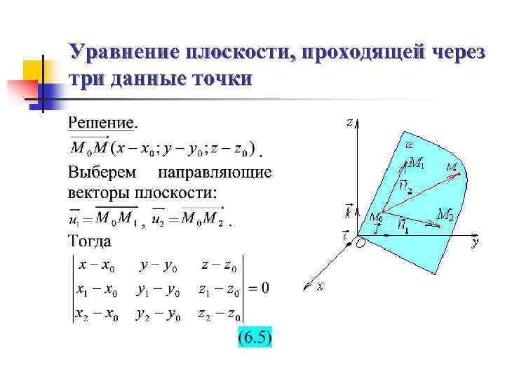 Уравнение плоскости через. Уравнение плоскости, проходящей через три данные точки. Уравнение плоскости проходящей через три точки. Плоскость (геометрия). Уравнение плоскости проходящей через 3 точки.