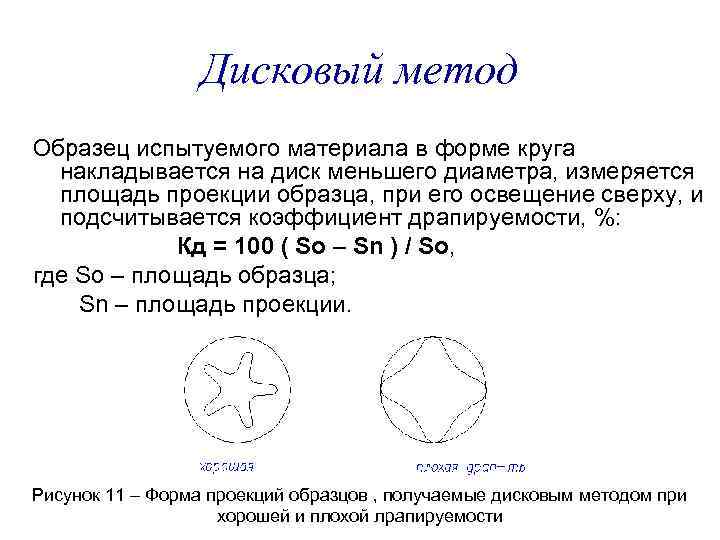 Дисковый метод Образец испытуемого материала в форме круга накладывается на диск меньшего диаметра, измеряется