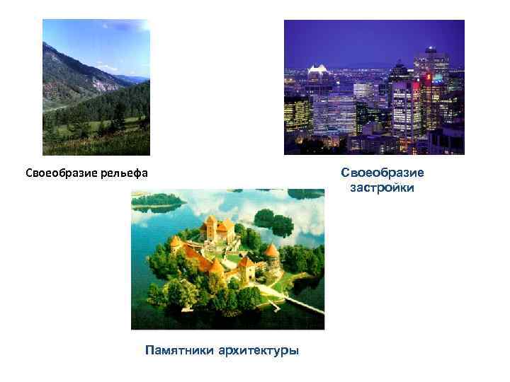 Своеобразие рельефа Памятники архитектуры Своеобразие застройки 