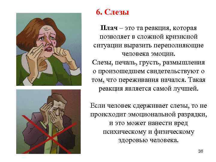 6. Слезы Плач – это та реакция, которая позволяет в сложной кризисной ситуации выразить