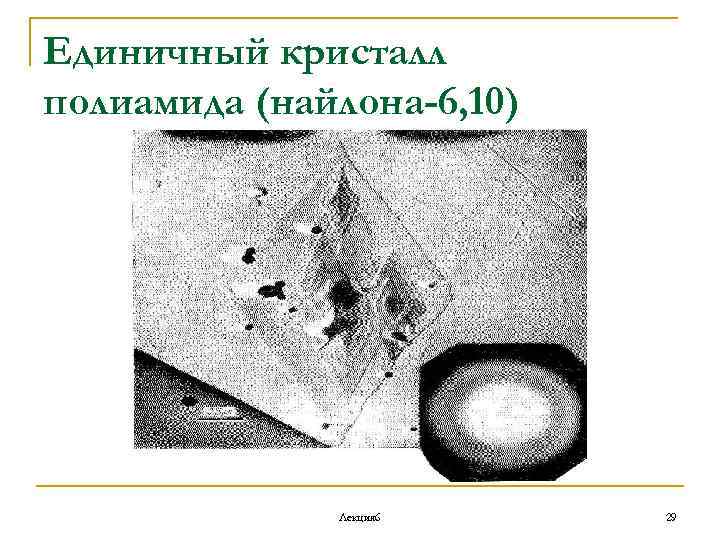 Единичный кристалл полиамида (найлона-6, 10) Лекция 6 29 