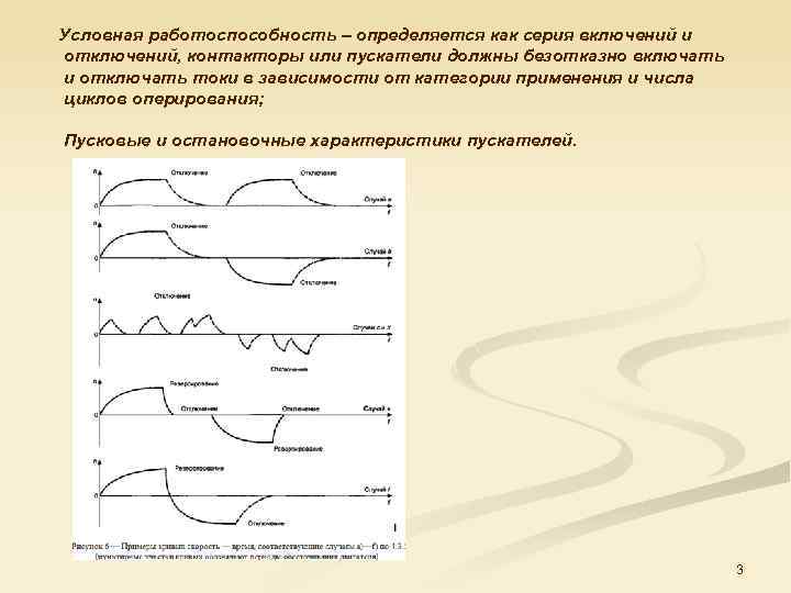 Условная работоспособность – определяется как серия включений и отключений, контакторы или пускатели должны безотказно