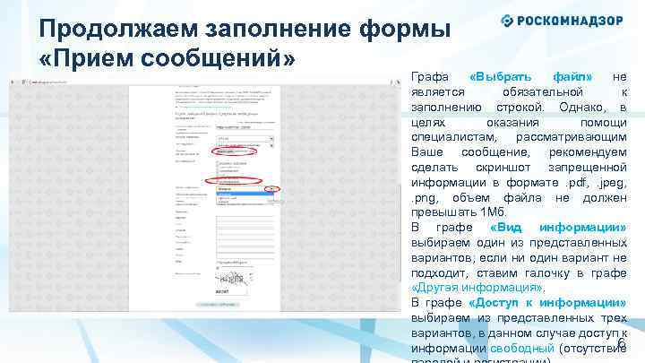 Продолжаем заполнение формы «Прием сообщений» Графа «Выбрать файл» не является обязательной к заполнению строкой.