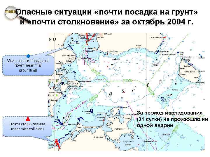 Опасные ситуации «почти посадка на грунт» и «почти столкновение» за октябрь 2004 г. •