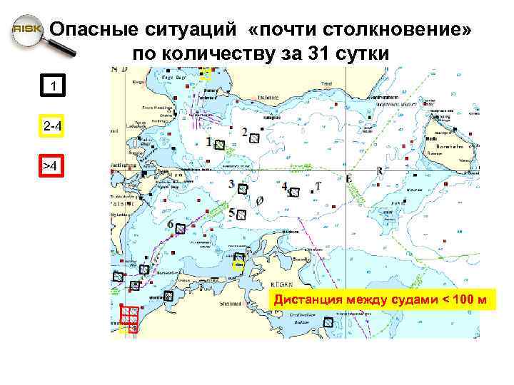 Опасные ситуаций «почти столкновение» по количеству за 31 сутки 1 2 -4 >4 Дистанция