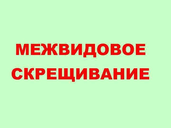 МЕЖВИДОВОЕ СКРЕЩИВАНИЕ 