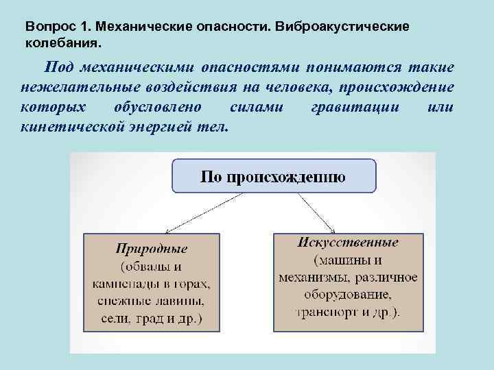 Вопрос 1. Механические опасности. Виброакустические колебания. Под механическими опасностями понимаются такие нежелательные воздействия на