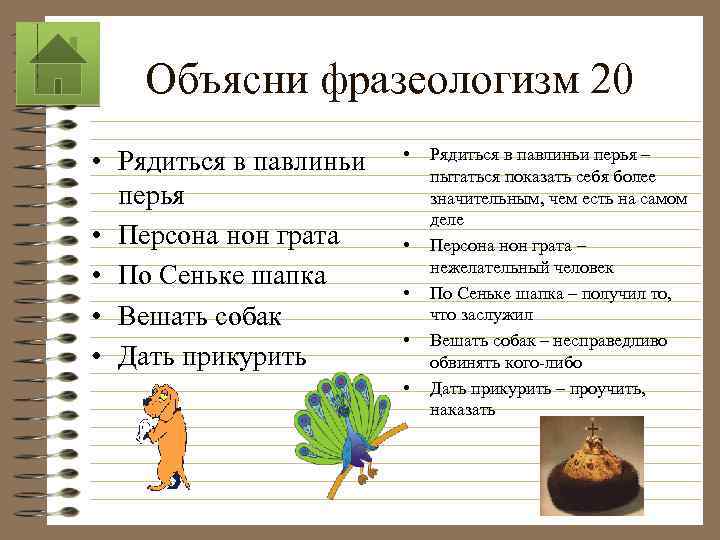Объясни фразеологизм 20 • Рядиться в павлиньи перья • Персона нон грата • По
