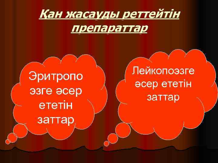 Қан жасауды реттейтін препараттар Эритропо эзге әсер ететін заттар Лейкопоэзге әсер ететін заттар 