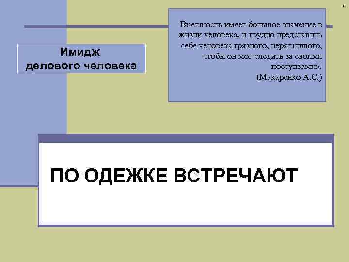  « Имидж делового человека Внешность имеет большое значение в жизни человека, и трудно
