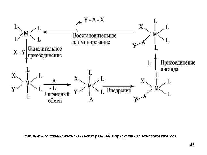 Механизм гомогенно-каталитических реакций в присутствии металлокомплексов 48 
