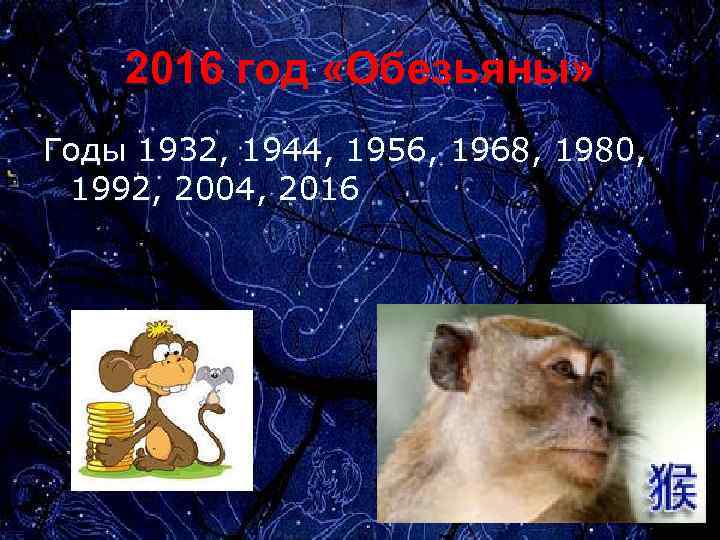 2016 год «Обезьяны» Годы 1932, 1944, 1956, 1968, 1980, 1992, 2004, 2016 