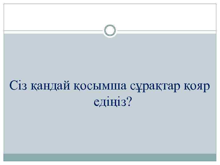 Сіз қандай қосымша сұрақтар қояр едіңіз? 