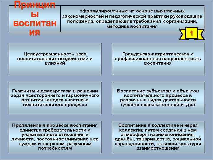 Принцип ы воспитан ия сформулированные на основе выявленных закономерностей и педагогической практики руководящие положения,