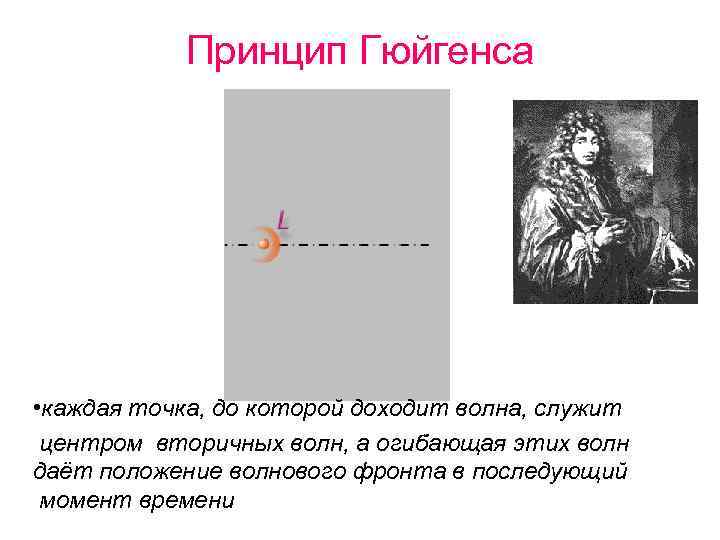 Принцип Гюйгенса • каждая точка, до которой доходит волна, служит центром вторичных волн, а