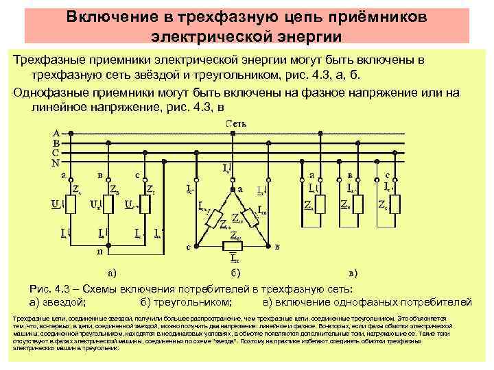 Показанным на схеме способом можно включать в трехфазную цепь приемники