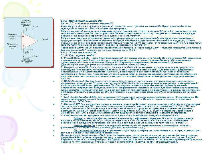  • • • • • 8. 3. 3. Назначение выводов ОУ. На рис.