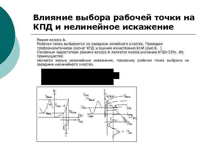 Рабочая точка. Выбор рабочей точки усилителя. Усилитель класса а рабочая точка. Линейный и нелинейный режим работы усилителя. Исходная рабочая точка усилителя.