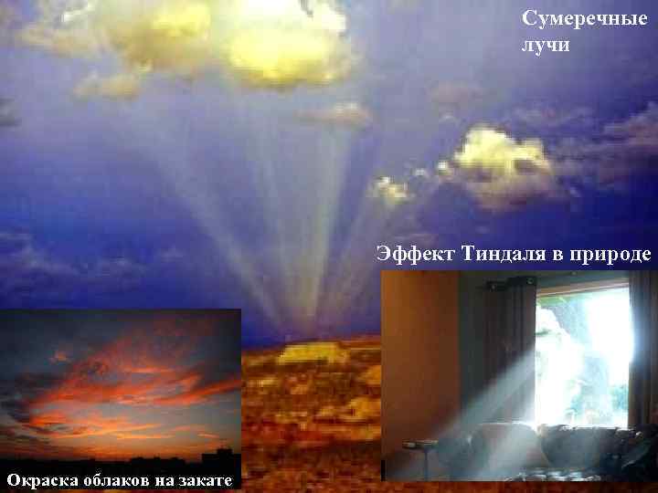 Сумеречные лучи Эффект Тиндаля в природе Окраска облаков на закате 