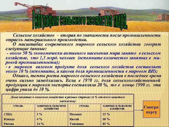 Сельское хозяйство – вторая по значимости после промышленности отрасль материального производства. О масштабах современного
