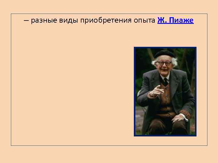 – разные виды приобретения опыта Ж. Пиаже 