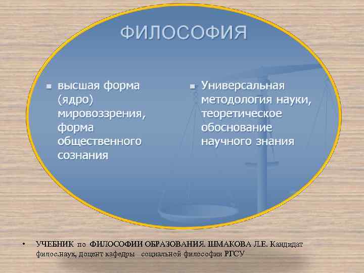  • УЧЕБНИК по ФИЛОСОФИИ ОБРАЗОВАНИЯ. ШМАКОВА Л. Е. Кандидат филос. наук, доцент кафедры