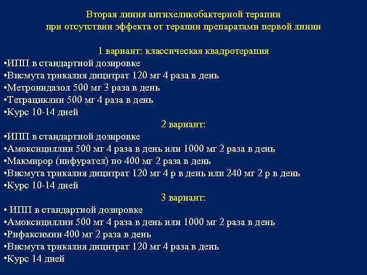 Современная схема антихеликобактерной терапии включает