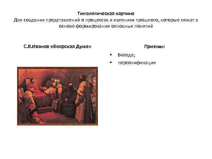 Типологическая картина Для создания представлений о процессах и явлениях прошлого, которые лежат в основе