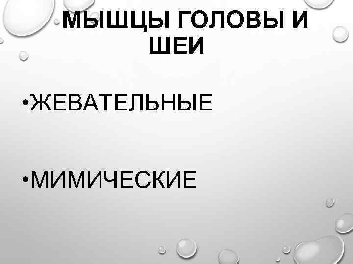 МЫШЦЫ ГОЛОВЫ И ШЕИ • ЖЕВАТЕЛЬНЫЕ • МИМИЧЕСКИЕ 