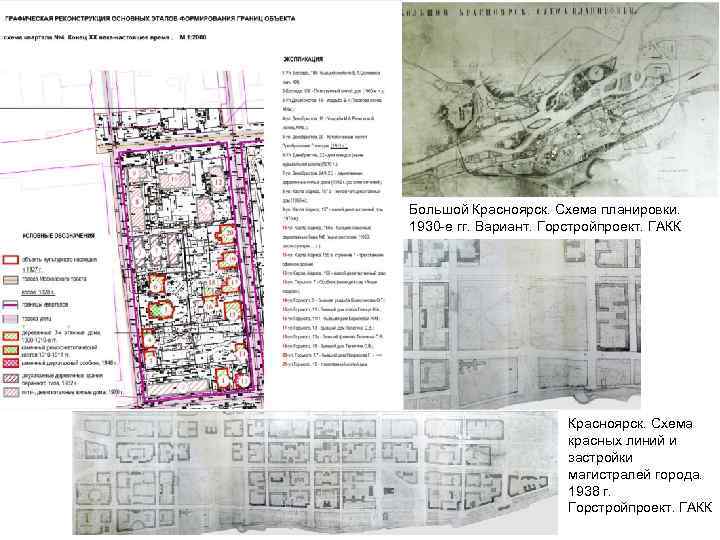 Большой Красноярск. Схема планировки. 1930 -е гг. Вариант. Горстройпроект. ГАКК Красноярск. Схема красных линий