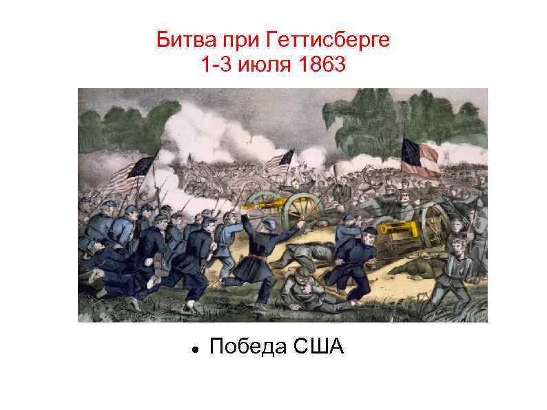 Битва при Геттисберге 1 -3 июля 1863 Победа США 