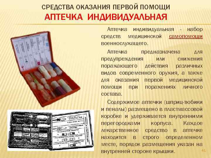 Какое средство из индивидуальной аптечки