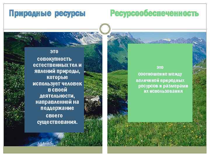 Природные ресурсы это совокупность естественных тел и явлений природы, которые использует человек в своей