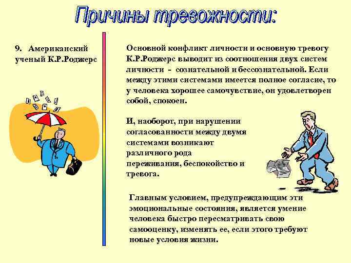 9. Американский ученый К. Р. Роджерс Основной конфликт личности и основную тревогу К. Р.
