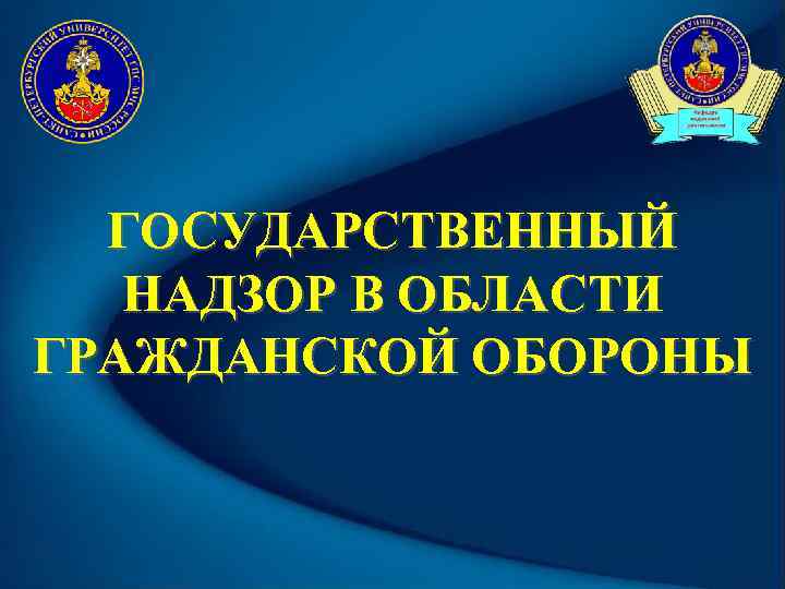 ГОСУДАРСТВЕННЫЙ НАДЗОР В ОБЛАСТИ ГРАЖДАНСКОЙ ОБОРОНЫ 