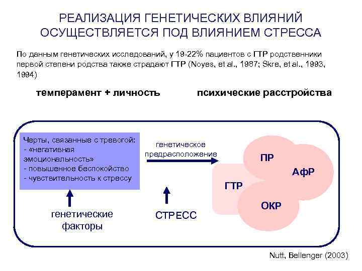 РЕАЛИЗАЦИЯ ГЕНЕТИЧЕСКИХ ВЛИЯНИЙ ОСУЩЕСТВЛЯЕТСЯ ПОД ВЛИЯНИЕМ СТРЕССА По данным генетических исследований, у 19 -22%