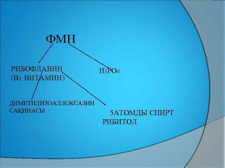 ФМН РИБОФЛАВИН (В 2 ВИТАМИН) ДИМЕТИЛИЗОАЛЛОКСАЗИН САҚИНАСЫ Н 3 РО 4 5 АТОМДЫ СПИРТ