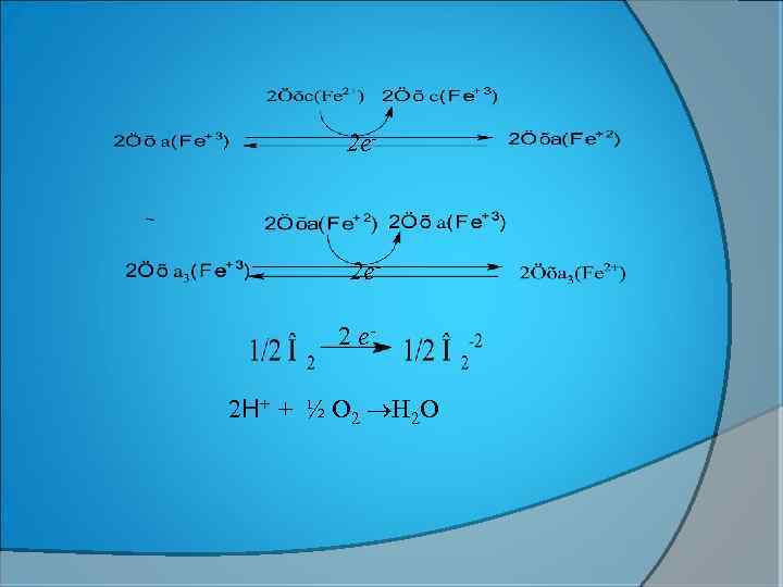 2 e- 2 e 2 e 2 Н+ + ½ O 2 H 2