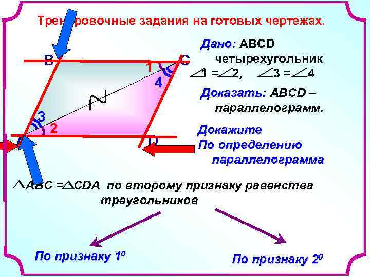 Тренировочные задания на готовых чертежах. В 3 А 2 1 4 D Дано: ABCD