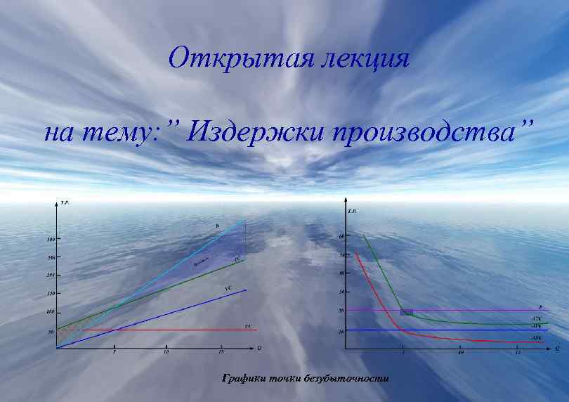 Открытая лекция на тему: ” Издержки производства” Графики точки безубыточности 