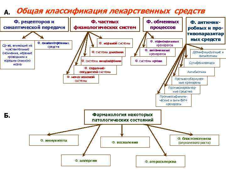 А. Общая классификация лекарственных средств Ф. рецепторов и синаптической передачи Ср-ва, влияющие на чувствительные