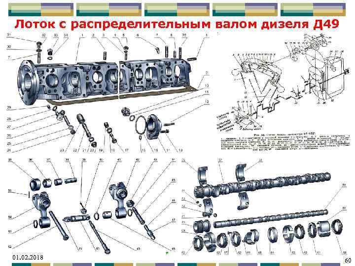 Лоток с распределительным валом дизеля Д 49 01. 02. 2018 60 60 