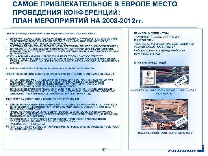 САМОЕ ПРИВЛЕКАТЕЛЬНОЕ В ЕВРОПЕ МЕСТО ПРОВЕДЕНИЯ КОНФЕРЕНЦИЙ: ПЛАН МЕРОПРИЯТИЙ НА 2008 -2012 гг. ЭФФЕКТИВИЗАЦИЯ