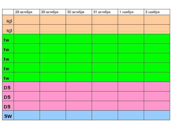 28 октября 29 октября 30 октября 31 октября 1 ноября 2 ноября sgl tw