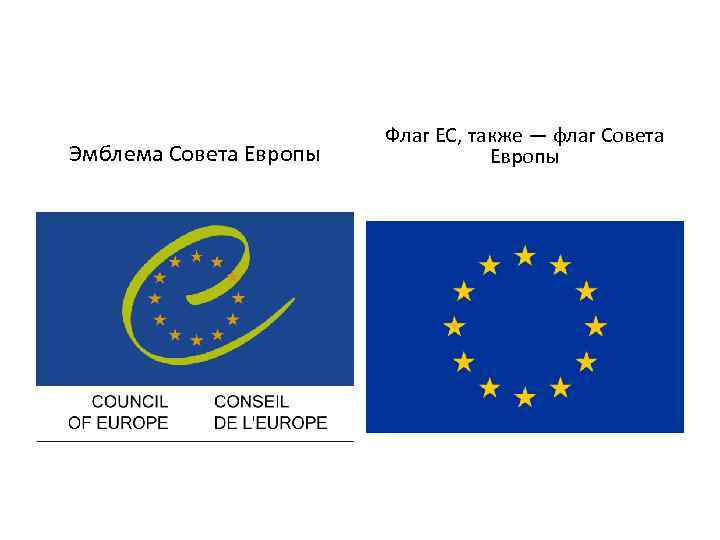 Эмблема Совета Европы Флаг ЕС, также — флаг Совета Европы 