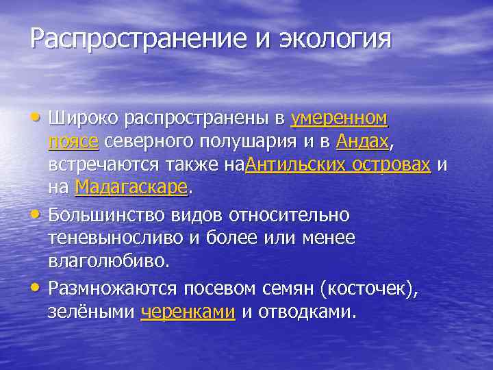 Распространение и экология • Широко распространены в умеренном • • поясе северного полушария и