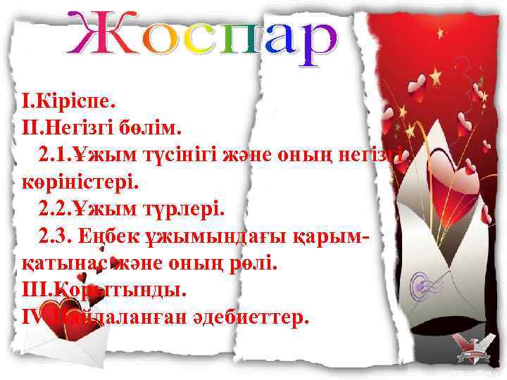 I. Кіріспе. II. Негізгі бөлім. 2. 1. Ұжым түсінігі және оның негізгі көріністері. 2.