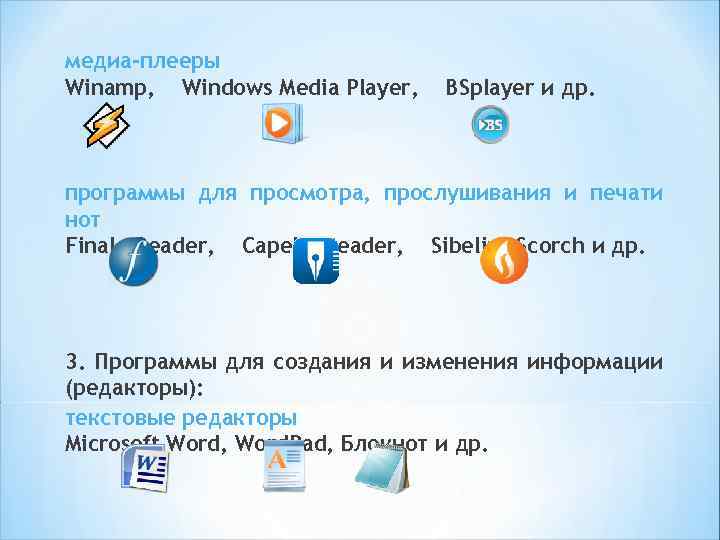 медиа-плееры Winamp, Windows Media Player, BSplayer и др. программы для просмотра, прослушивания и печати