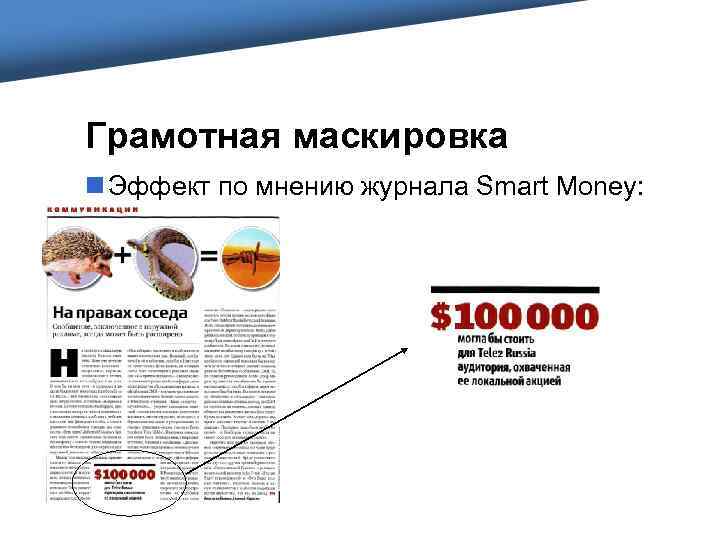 Грамотная маскировка n Эффект по мнению журнала Smart Money: 