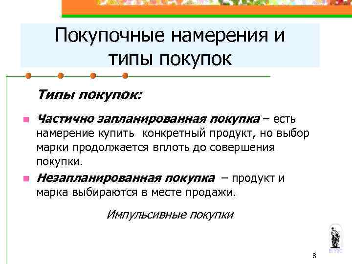 Намерение принятие решений. Типы покупок. Типы совершения покупок. Типы покупок совершаемые потребителями. Запланированные покупки.